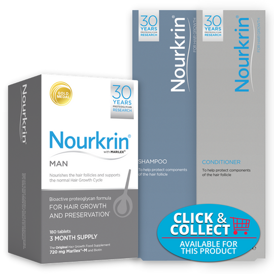Nourkrin Man for Hair Preservation 180 Tablets 3 Month Supply + Shampoo & Conditioner Value Pack
