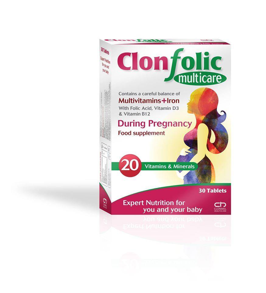 Clonfolic Multicare Multivitamins For Pregnancy Care 30 Tablets - Medipharm Online