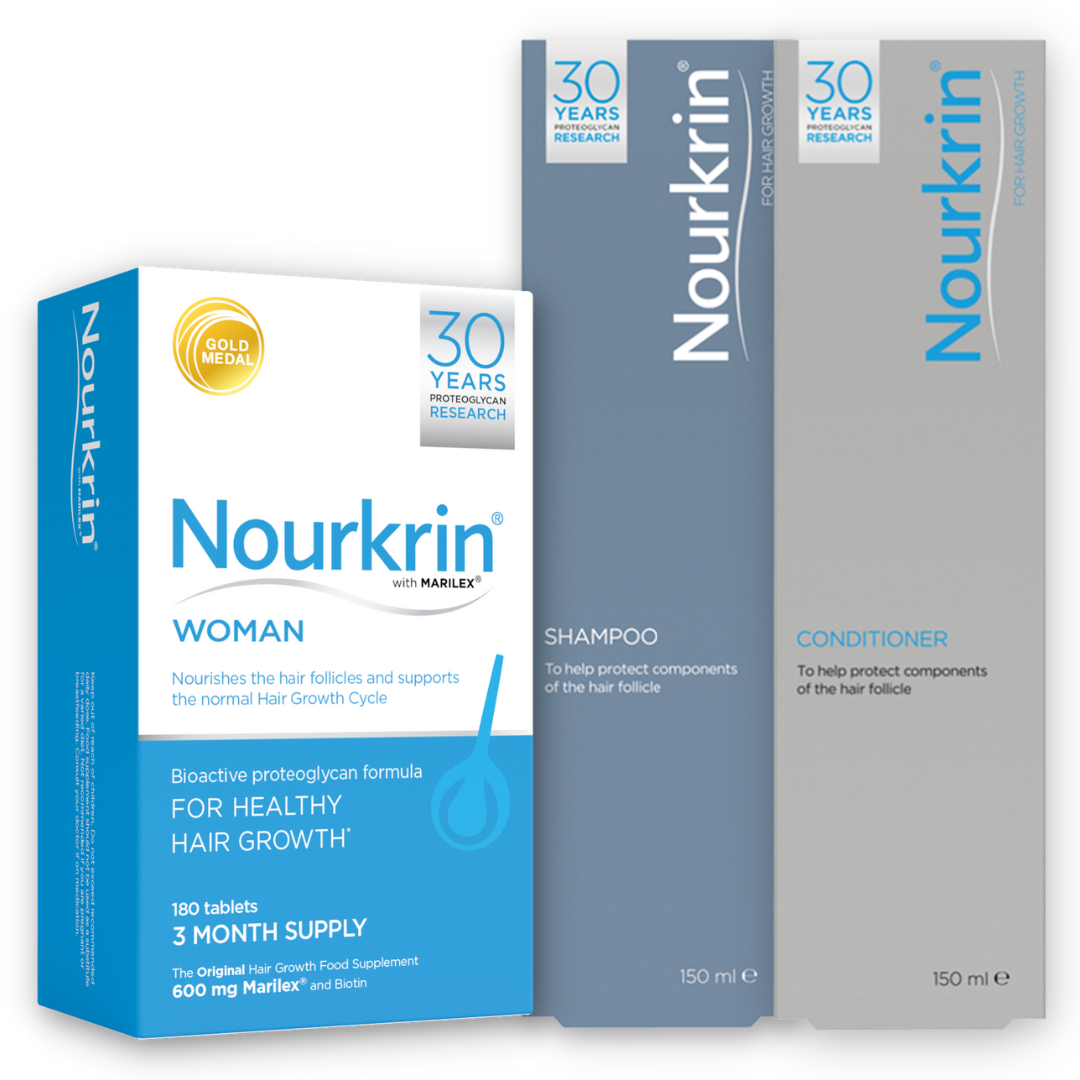 Nourkrin Woman for Hair Growth 180 Tablets 3 Month Supply + Shampoo & Conditioner Value Pack