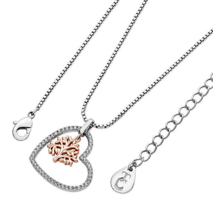 Tipperary Crystal Rose Gold Pave Heart Pendant With Floating Tol