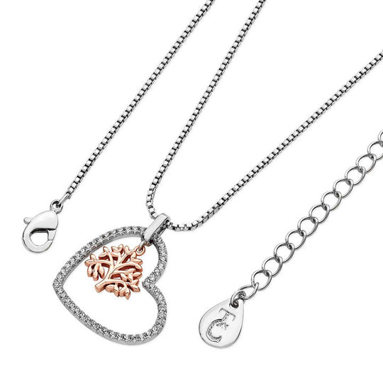 Tipperary Crystal Rose Gold Pave Heart Pendant With Floating Tol
