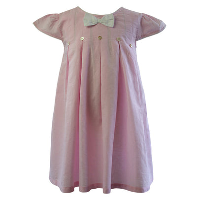 Powell Craft Pink Linen Capped Sleeve Dress 4/5years