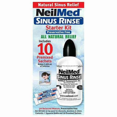 NeilMed Sinus Rinse Starter Kit 240ml Bottle & 10 Premixed Sachets - Medipharm Online