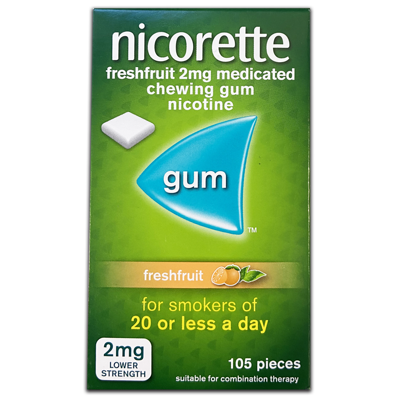 Nicorette FreshFruit 2mg Coated Gum 105 Pieces - Medipharm Online