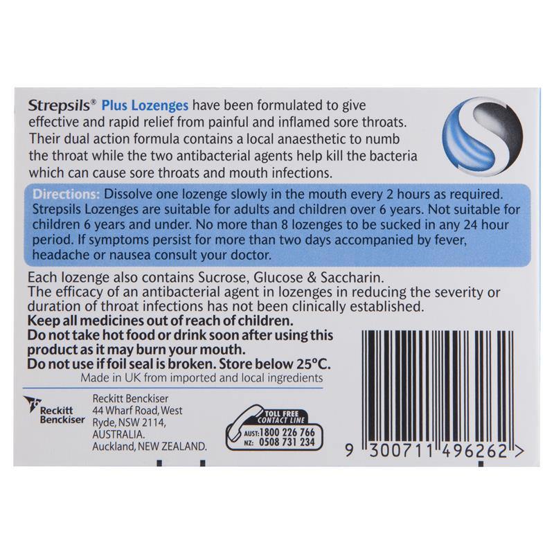 Strepsils Plus Lozenges 24 Pack - Medipharm Online