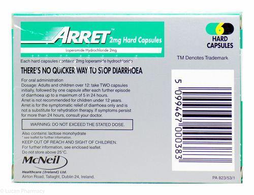 Arret Loperamide - 2mg Capsules - Medipharm Online - Cheap Online Pharmacy Dublin Ireland Europe Best Price