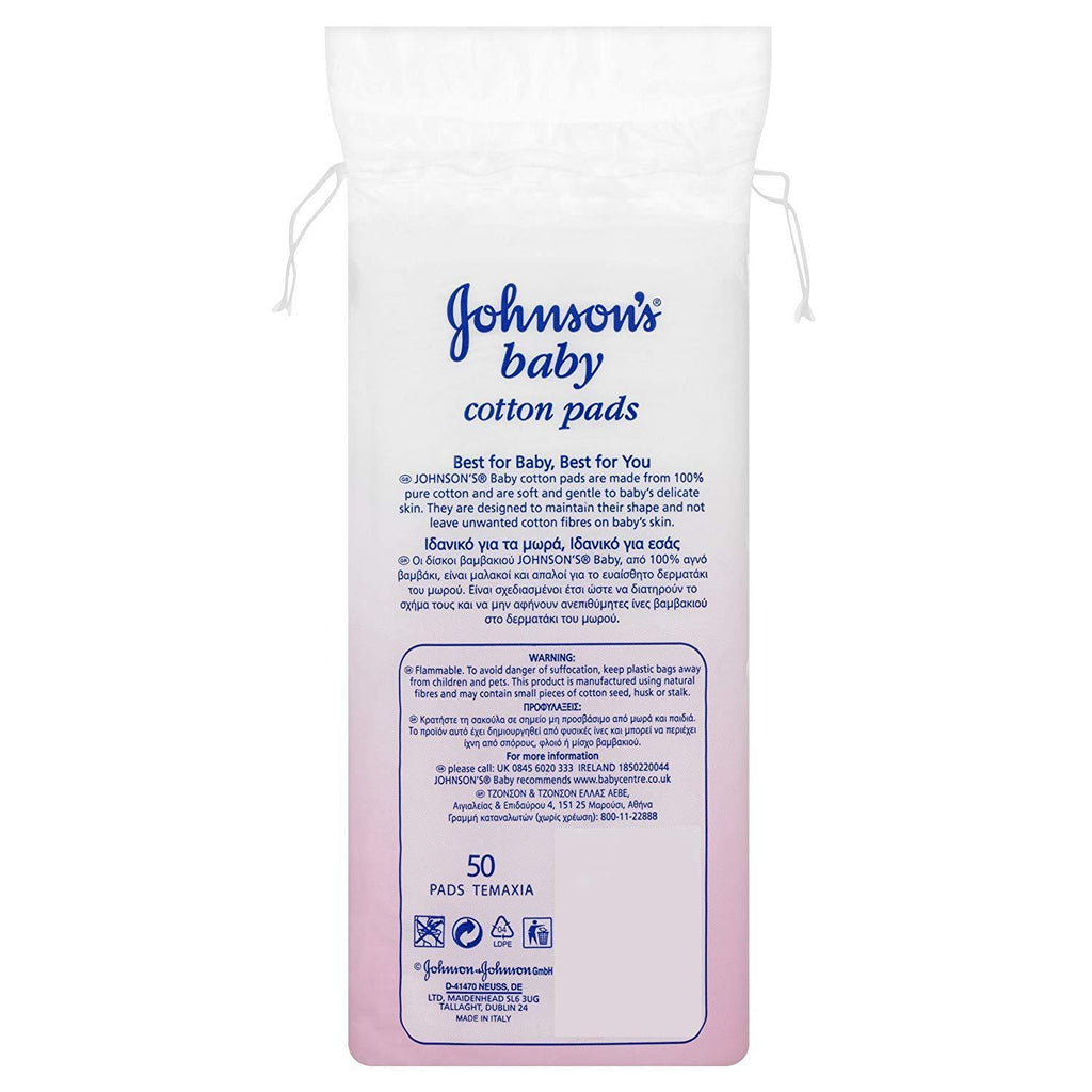 Johnson's Baby Cotton Pads - 50 Pack - Medipharm Online - Cheap Online Pharmacy Dublin Ireland Europe Best Price