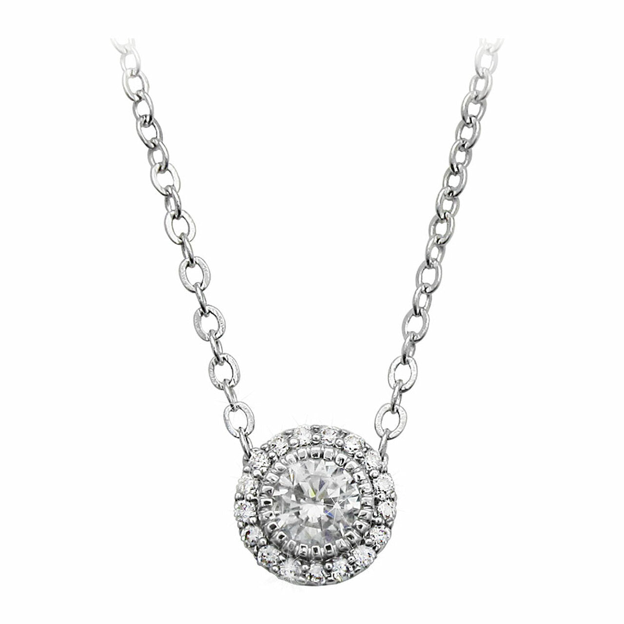 Tipperary Crystal Silver Stud Cz With Pave Surround Pendant