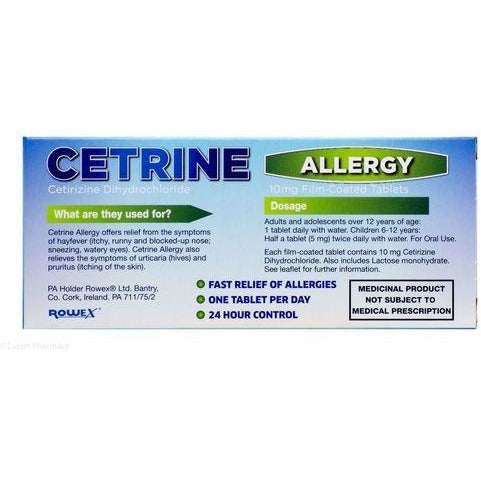 Cetrine - Hayfever Allergy Relief - 10mg - 30 Tablets - Medipharm Online - Cheap Online Pharmacy Dublin Ireland Europe Best Price