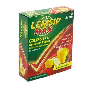 Lemsip - Max Cold & Flu Hot Lemon - 1000mg - 5 Pack - Medipharm Online - Cheap Online Pharmacy Dublin Ireland Europe Best Price