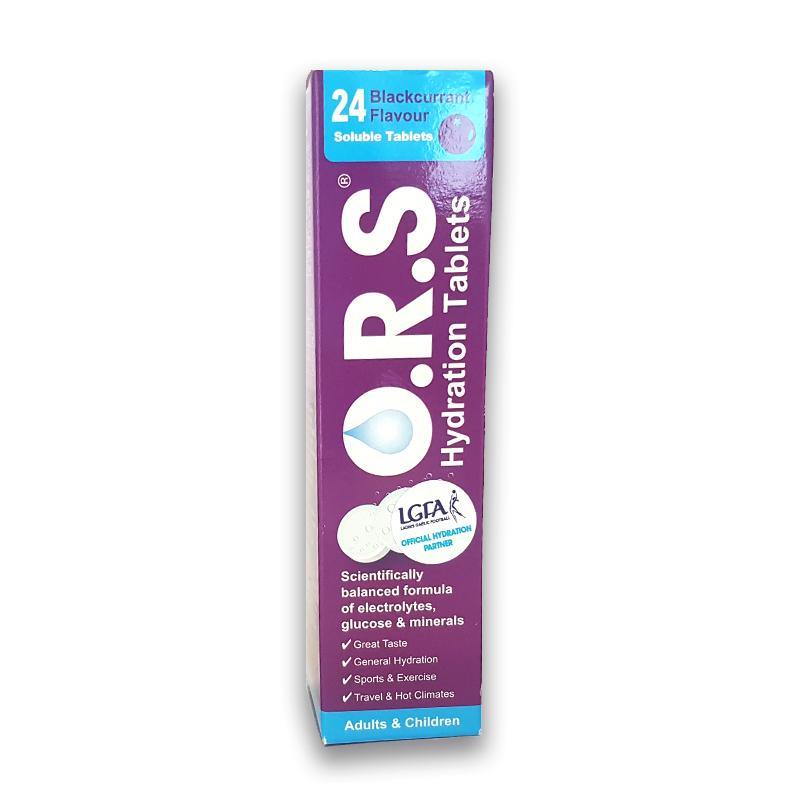 O.R.S. Oral Rehydration Salts (ORS) 24 Soluble Tablets Blackcurrant Flavour - Medipharm Online - Cheap Online Pharmacy Dublin Ireland Europe Best Price