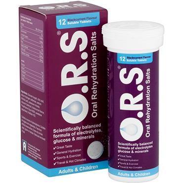 O.R.S. Rehydration Salts (ORS) - Blackcurrant Flavour - 12 Soluble Tablets - Medipharm Online - Cheap Online Pharmacy Dublin Ireland Europe Best Price