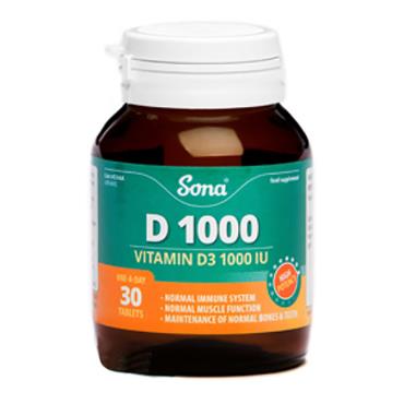 Sona D 1000 Vitamin D3 1000iu 30 Tablets - Medipharm Online - Cheap Online Pharmacy Dublin Ireland Europe Best Price