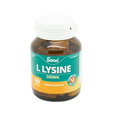 Sona L-Lysine 500mg 60 Tablets - Medipharm Online - Cheap Online Pharmacy Dublin Ireland Europe Best Price