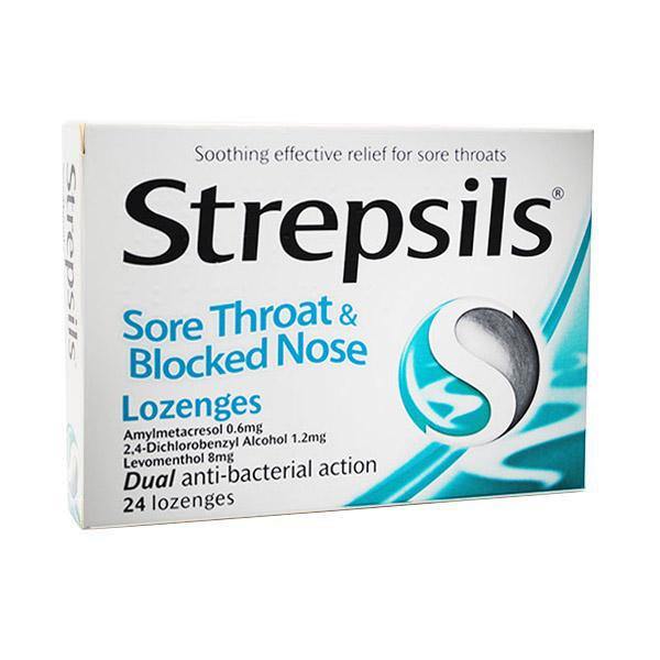 Strepsils Sore Throat & Blocked Nose Lozenges 24 Pack - Medipharm Online - Cheap Online Pharmacy Dublin Ireland Europe Best Price
