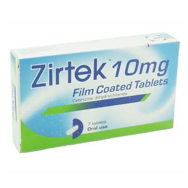 Zirtek Cetirizine 10mg Film Coated Tablets 7 Pack - Medipharm Online - Cheap Online Pharmacy Dublin Ireland Europe Best Price