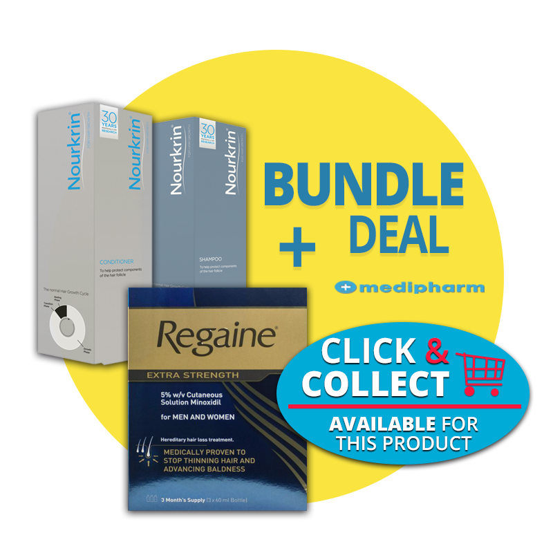 Bundle Deal - Nourkrin Shampoo + Nourkrin Conditioner + Regaine Solution 3 Months Supply - Medipharm Online
