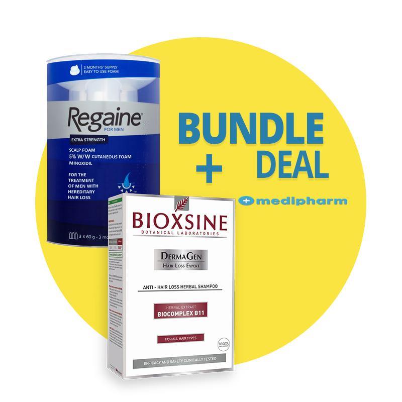 Bundle Deal - Regaine Men Foam 3 Months Supply +  Bioxsine Hair Loss Herbal Shampoo For All Hair Types 300ml - Medipharm Online