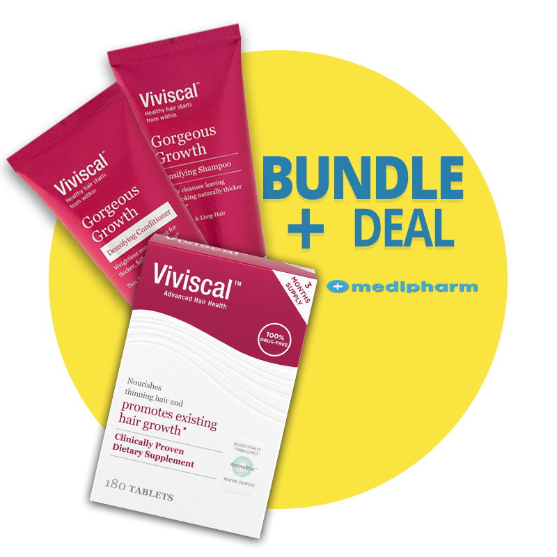Bundle Deal - Viviscal Maximum Strength Hair Growth Supplement 180 tablets (3 MONTHS SUPPLY)) + Viviscal Gorgeous Growth Densifying Shampoo + Conditioner - Medipharm Online - Cheap Online Pharmacy Dublin Ireland Europe Best Price