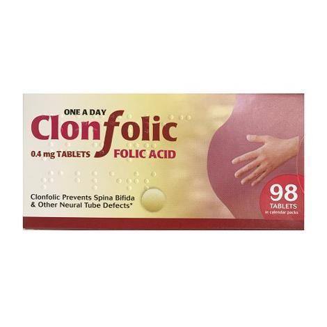 Clonfolic Folic Acid 0.4g Tablets - Medipharm Online