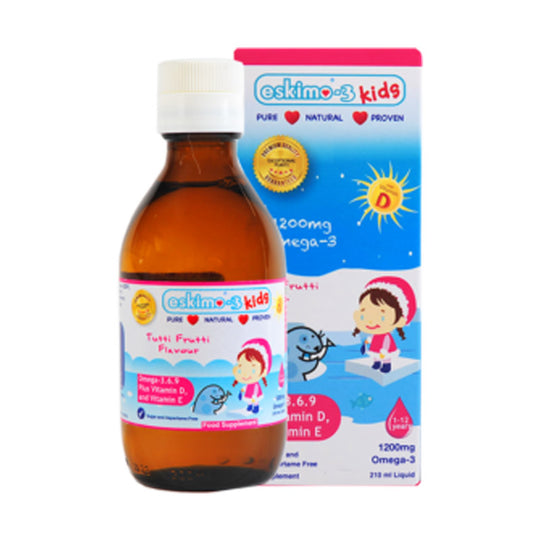 Eskimo-3 - Kids Pure Natural Omega-3 Omega-6 Omega-9 Vitamin D & E With Tutti Fruity Taste - 210ml - Medipharm Online - Cheap Online Pharmacy Dublin Ireland Europe Best Price