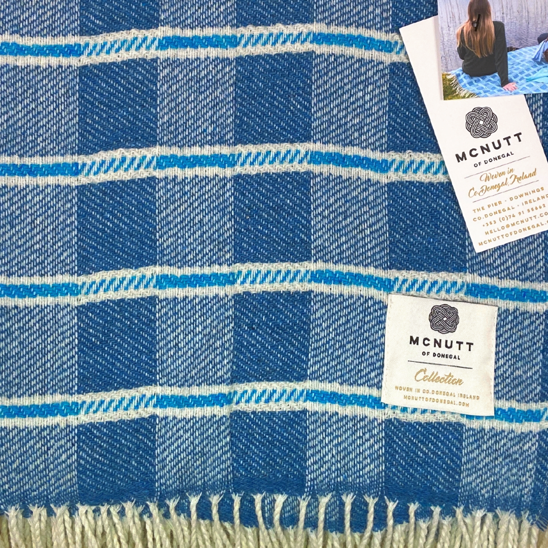 McNutt Waterproof 100% Wool Picnic Blanket - Aquamarine