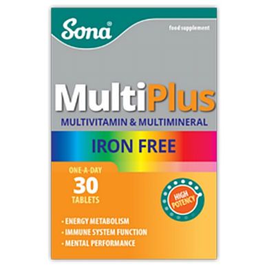 Sona Multiplus Iron Free Multivitamins 30 Tablets - Medipharm Online - Cheap Online Pharmacy Dublin Ireland Europe Best Price
