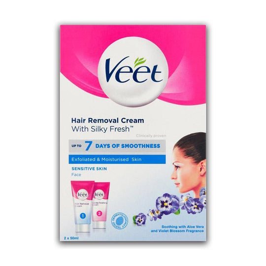 Veet Hair Removal Cream With Silky Fresh For Sensitive Skin Face 50ml + Gentle Finishing 50 ml - Medipharm Online