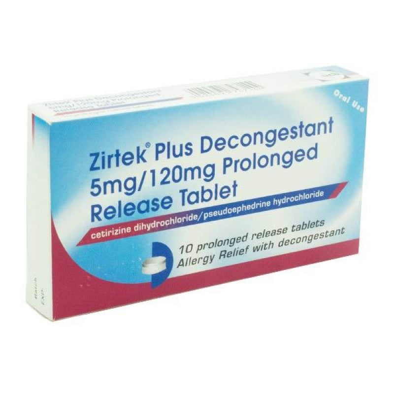 Zirtek Plus Decongestant 5mg/120mg Prolonged Release Tablet 6 Pack - Medipharm Online - Cheap Online Pharmacy Dublin Ireland Europe Best Price